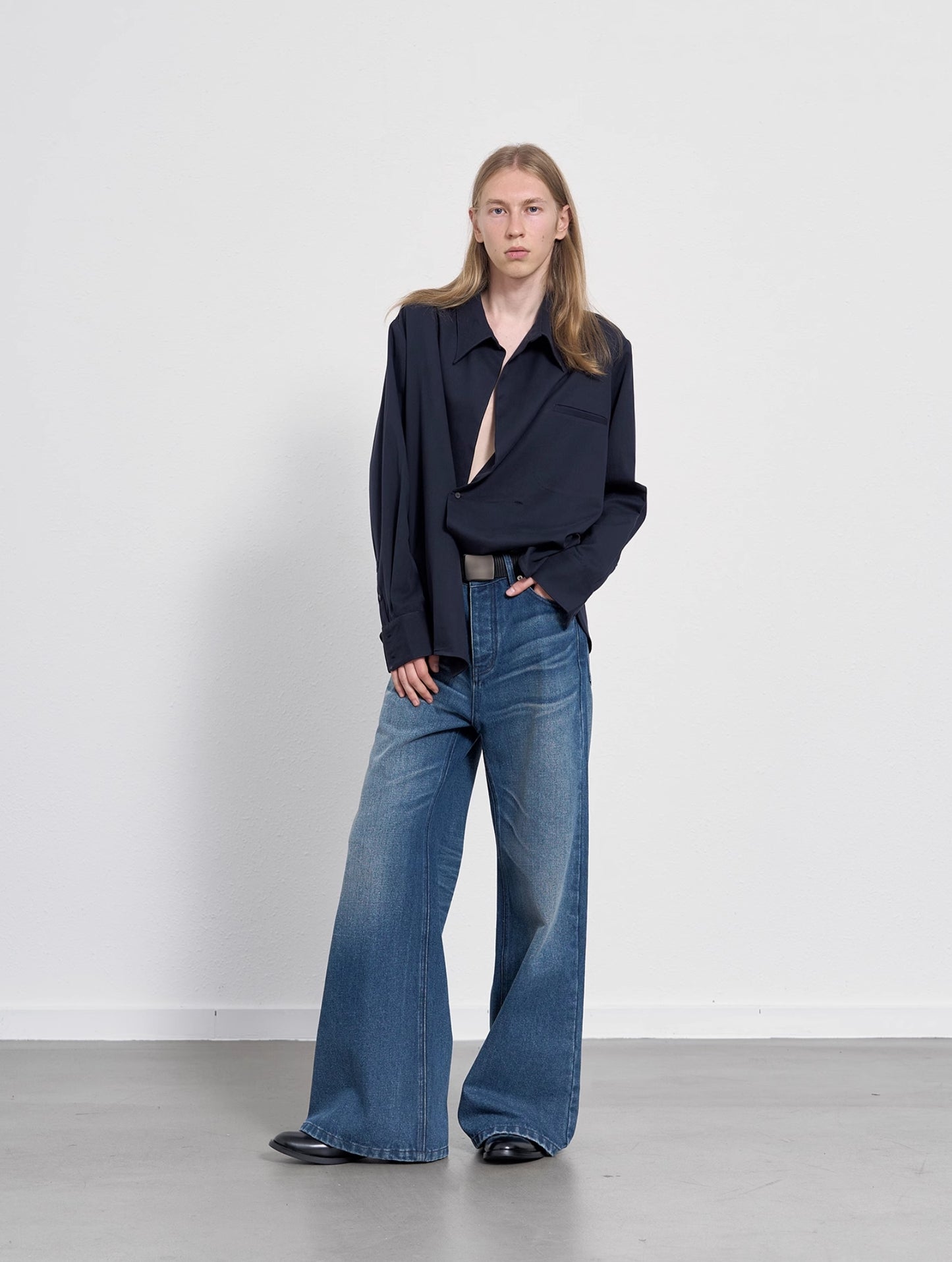 TEAL VINTAGE FADED LOOSE JEANS