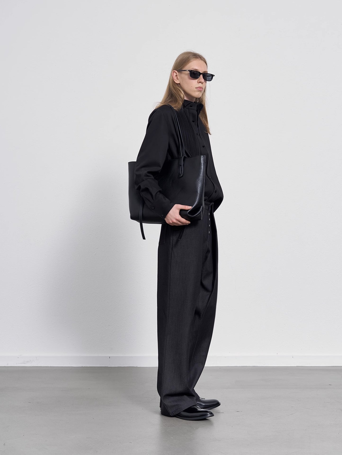 DENIM TEXTURE SUIT TROUSERS