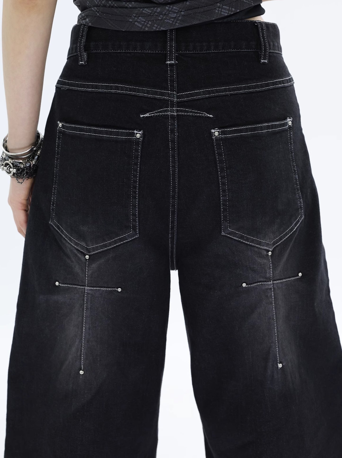 PUNK STITCHED CROP JEANS