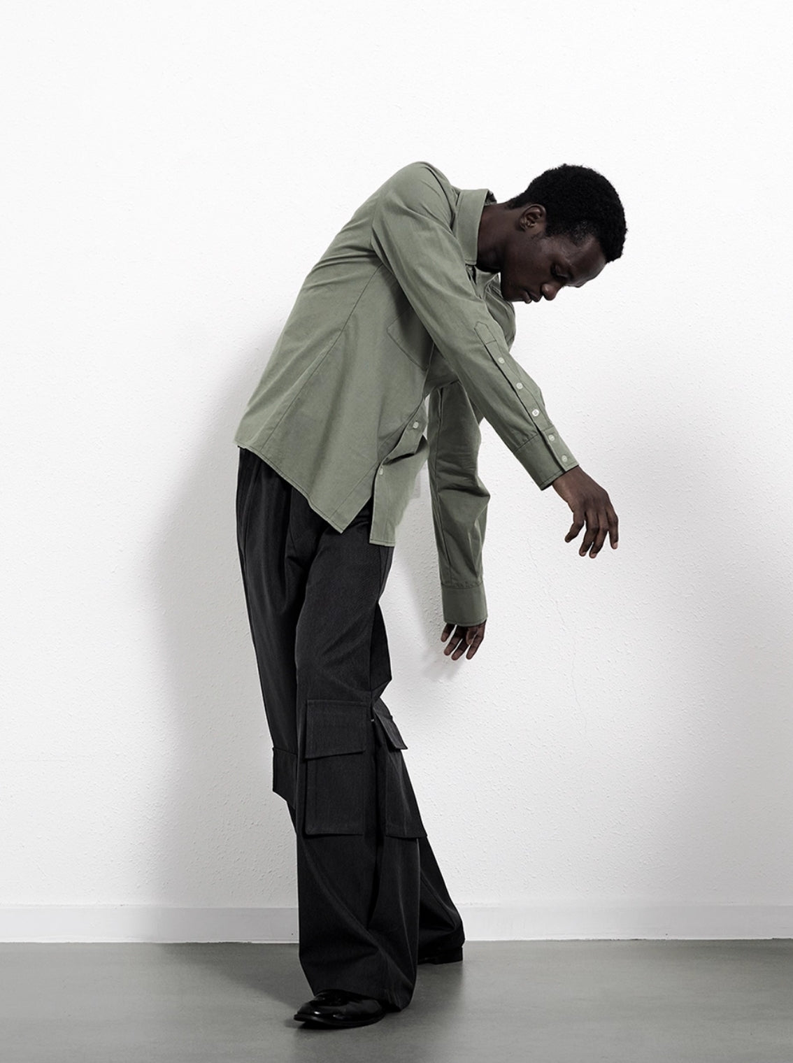 GRAY-GREEN TENCEL SHIRT