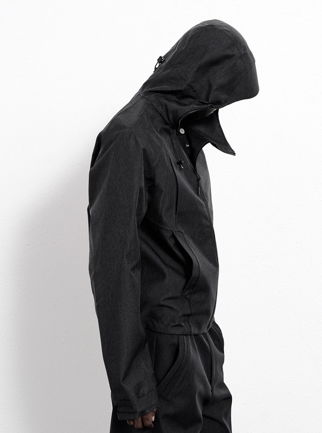 LAMINATED SIDE ZIP DENIM JACKET