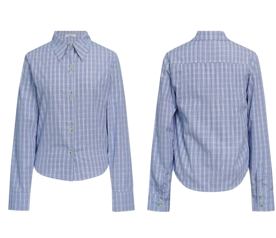 LIGHT BLUE PLAID SLIM FIT SHIRT