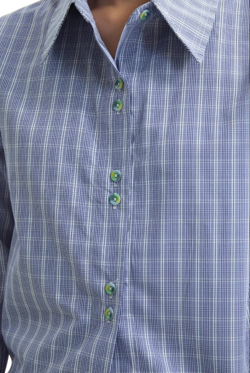LIGHT BLUE PLAID SLIM FIT SHIRT