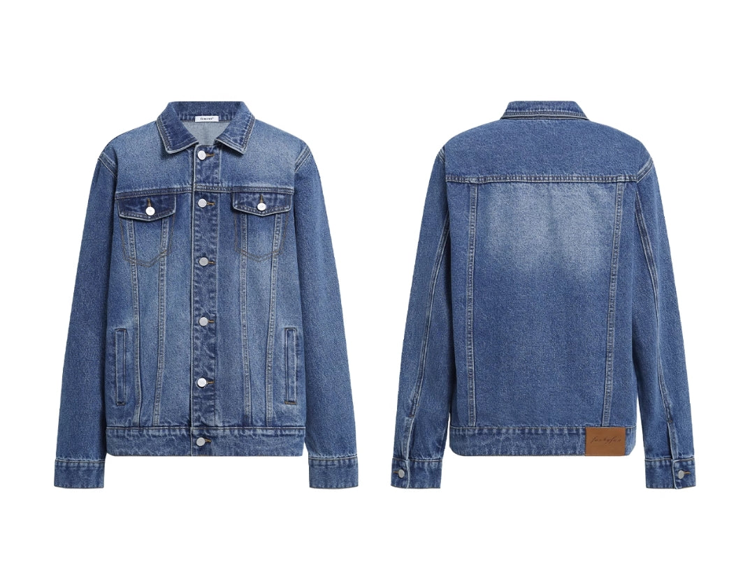 BLUE WASHED DISTRESSED DENIM JACKET