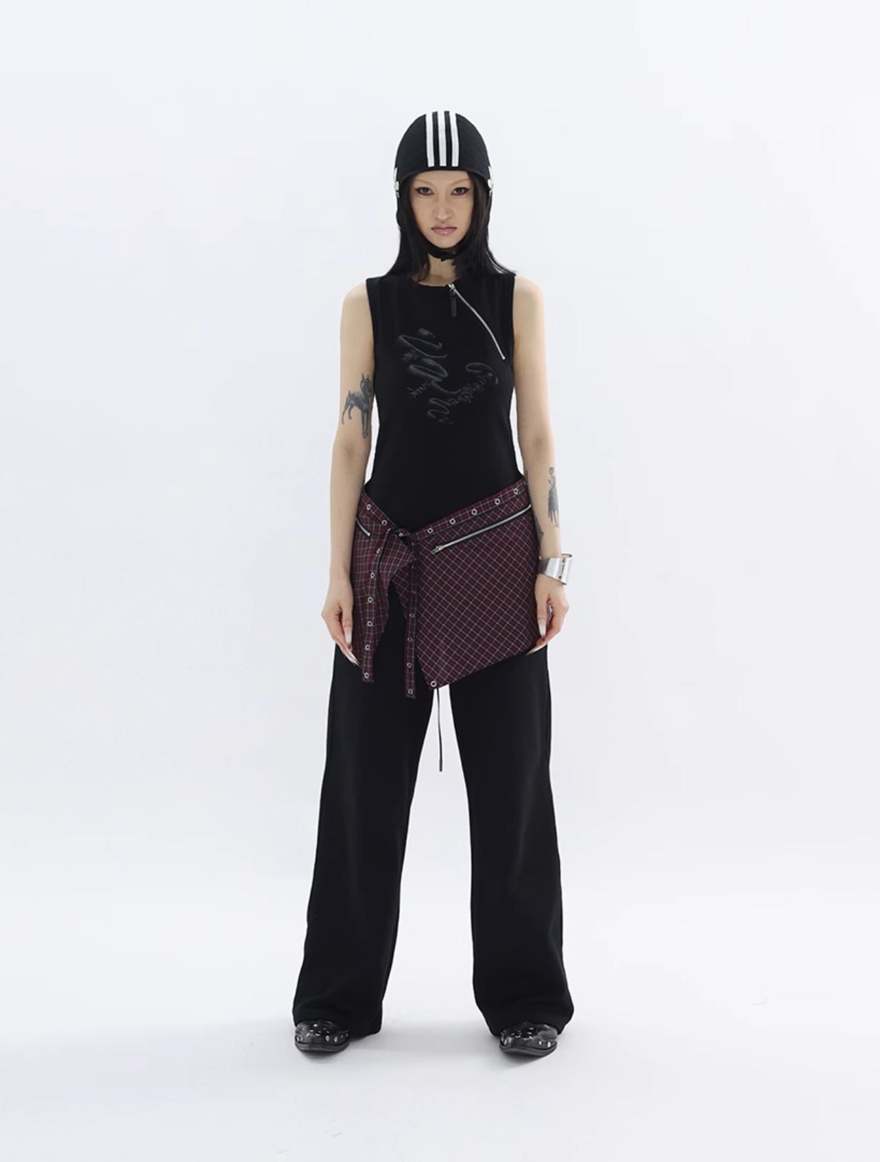LAYERED CHECK WAIST BAG