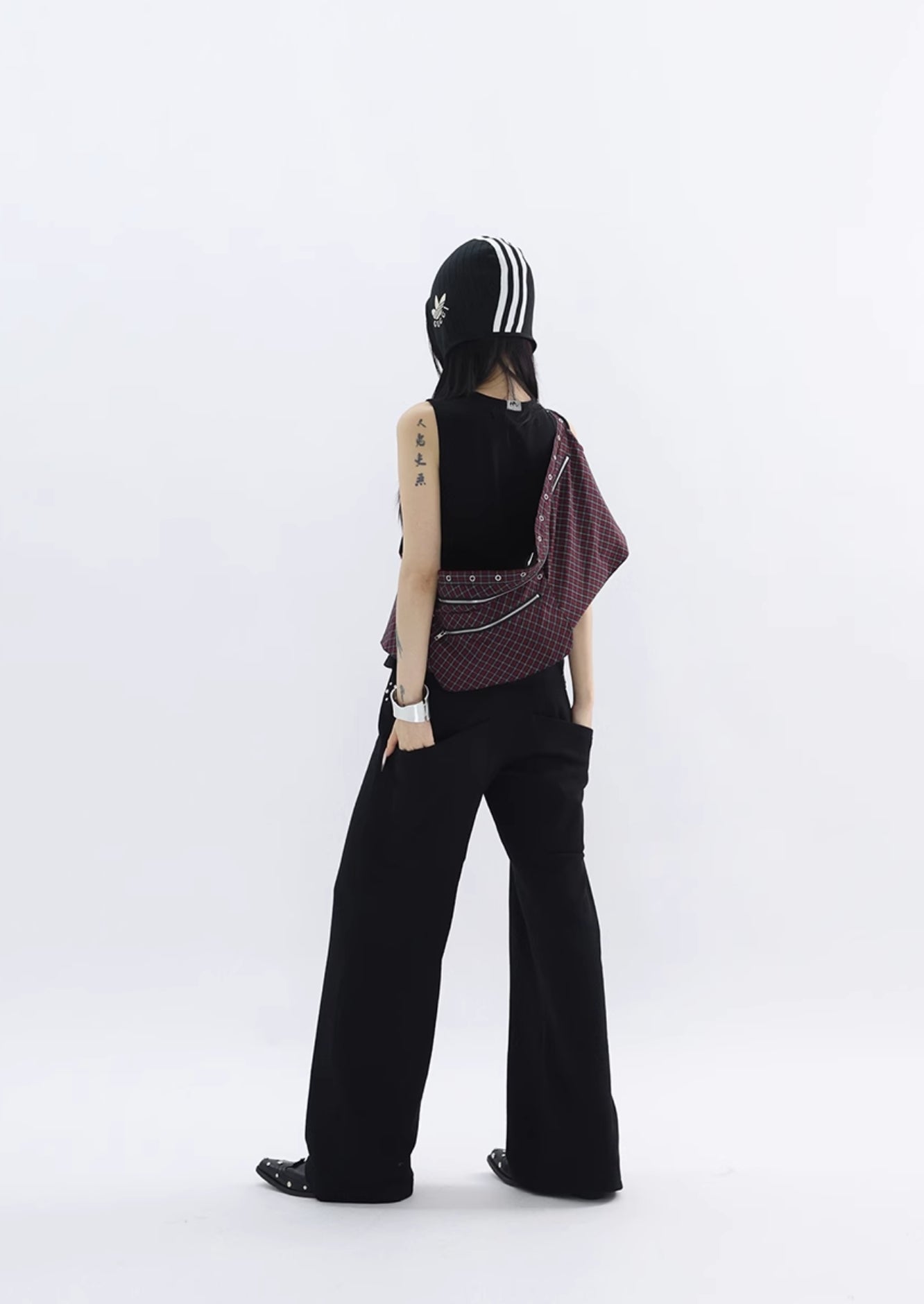 LAYERED CHECK WAIST BAG