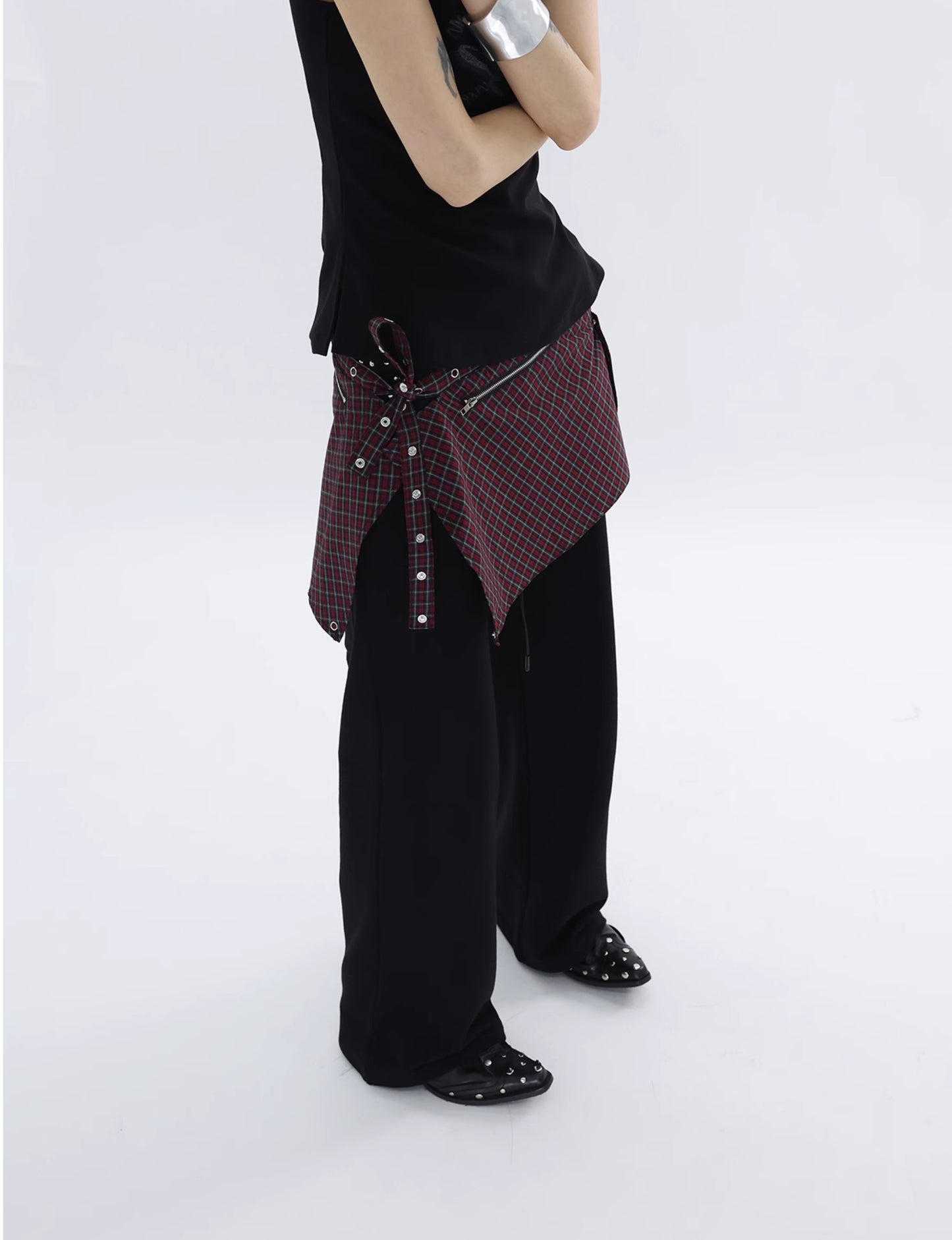 LAYERED CHECK WAIST BAG