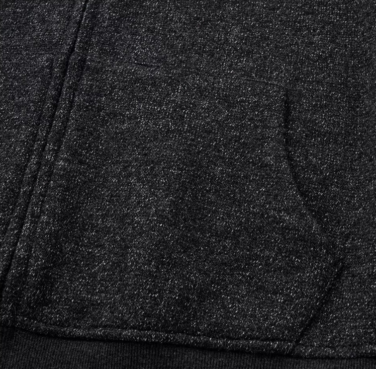BLACK LINEN TEXTURE ZIP HOODIE