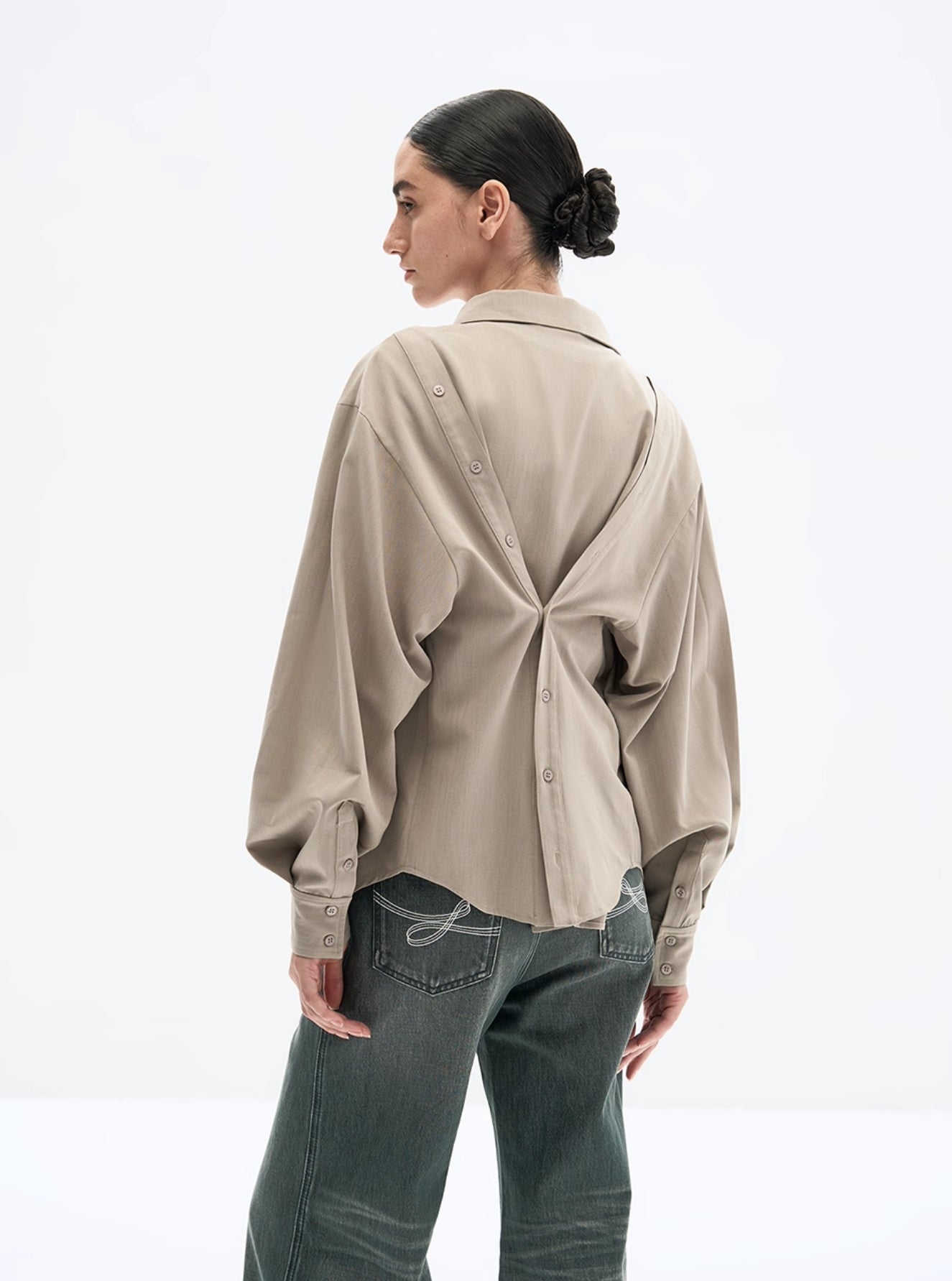SANDY GREY FAUX TRENCH