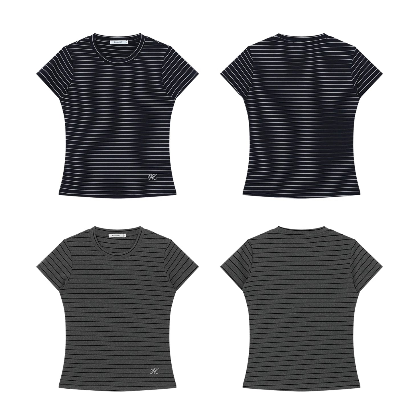 SLIM STRIPE EMBROIDERED TEE