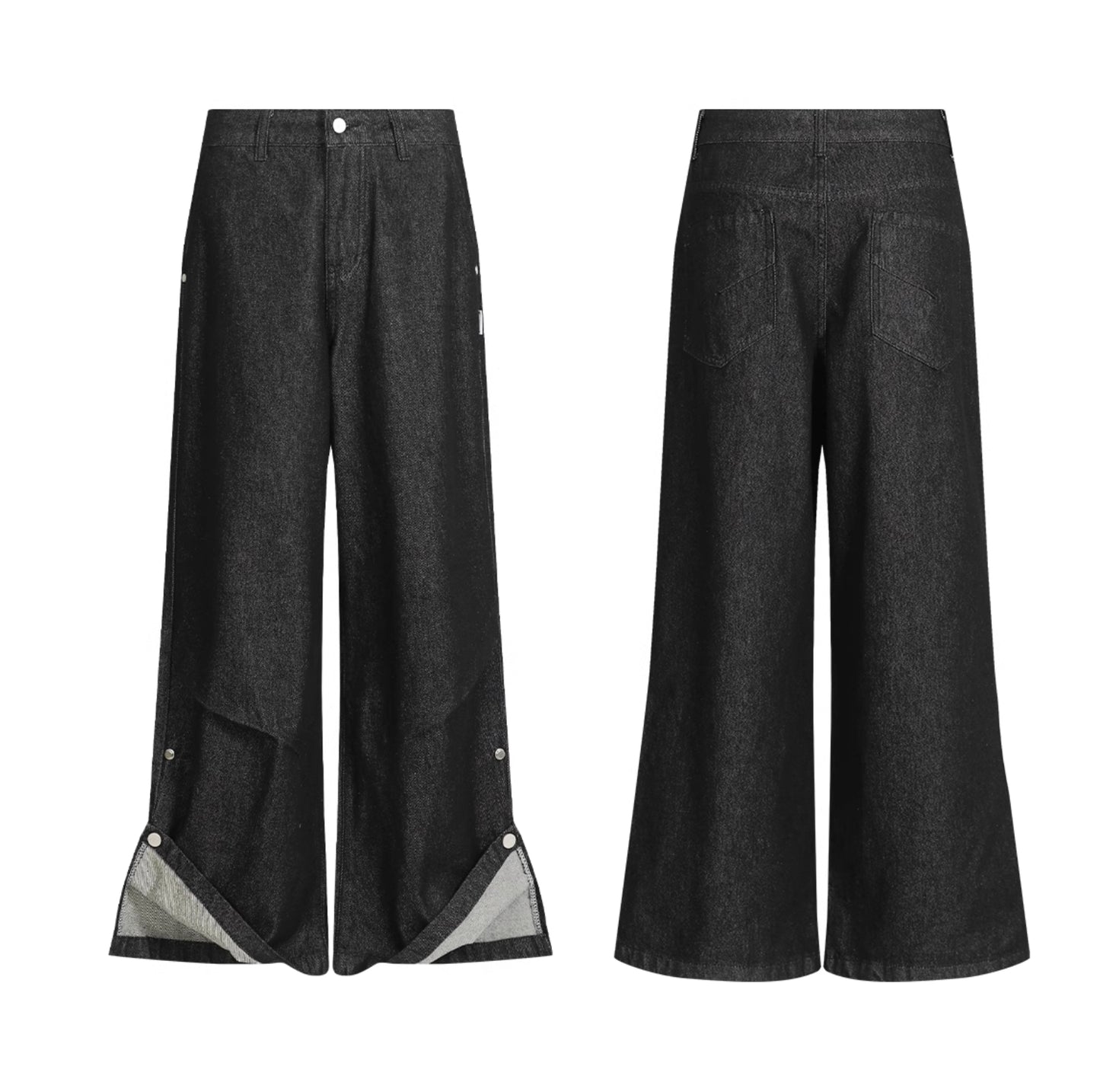 ADJUSTABLE HEM WIDE STRAIGHT DENIM