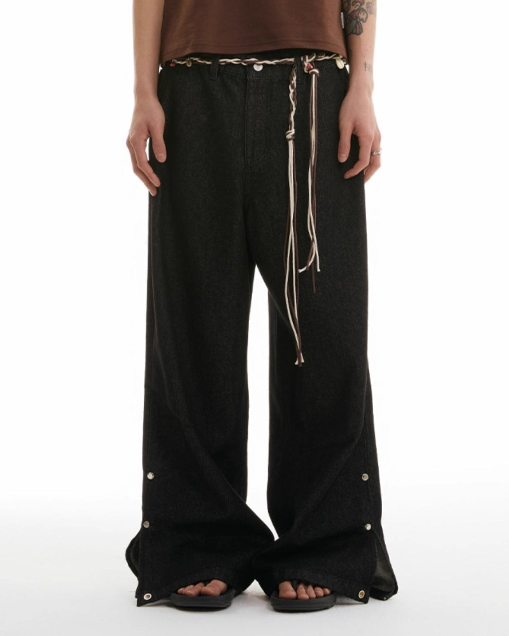 ADJUSTABLE HEM WIDE STRAIGHT DENIM
