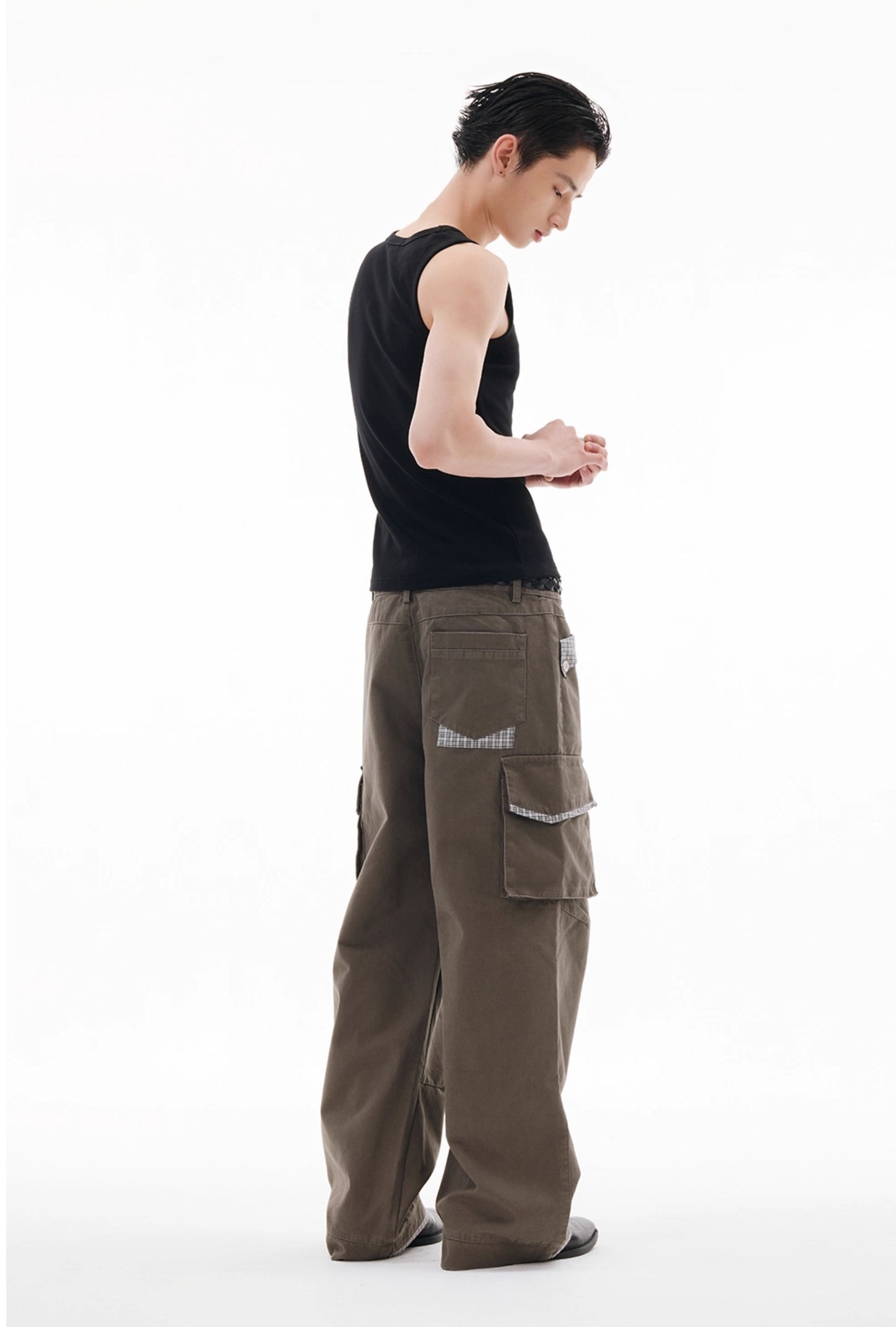 RETRO PLAID PATCH WORK PANTS