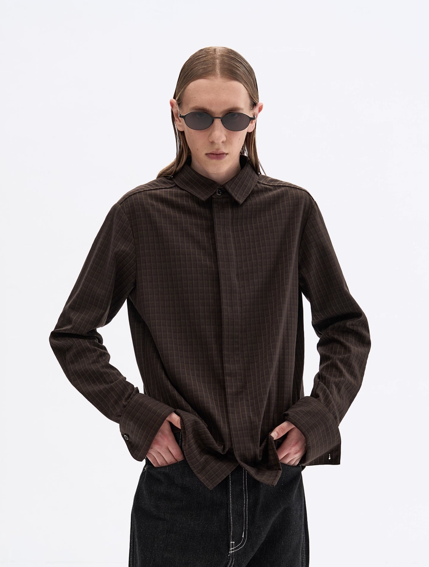 TAILORED BARLEY PATTERN SILK SHIRT