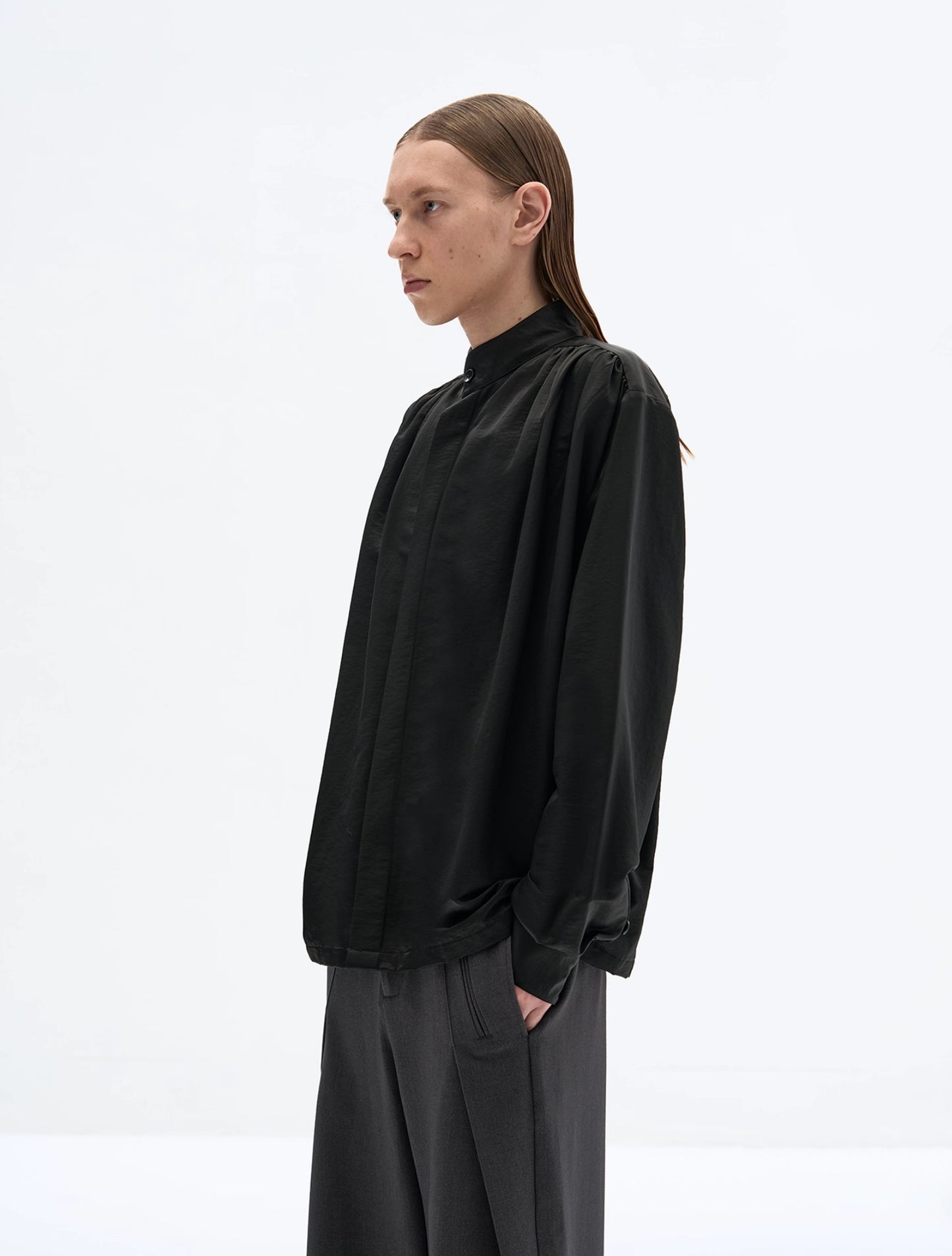 WATERFALL DRAPE SILK SHIRT