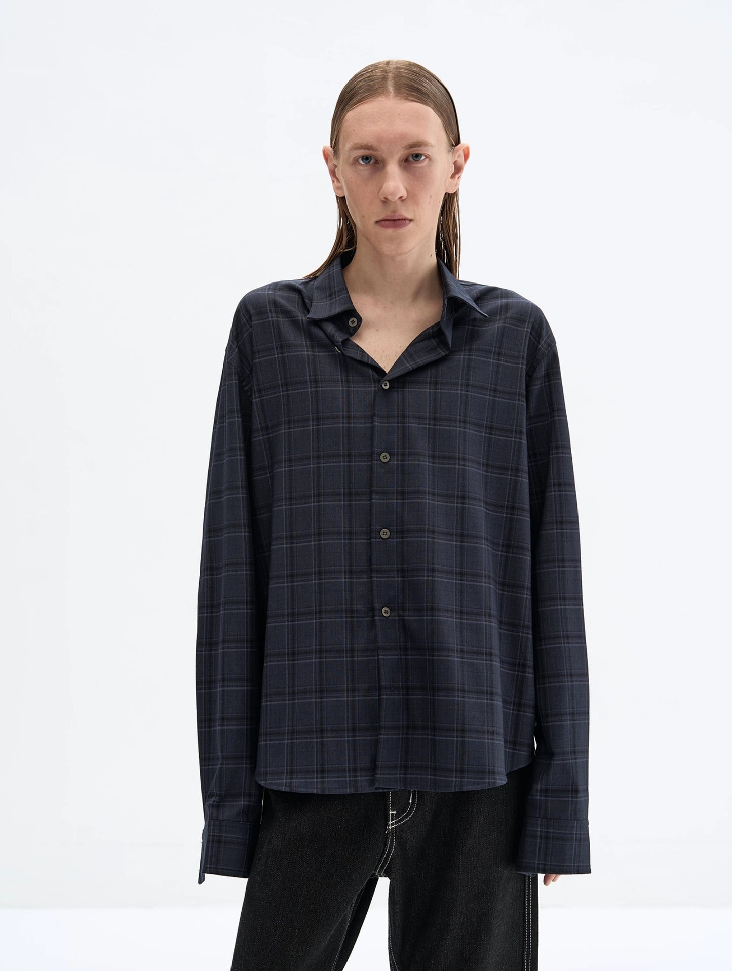 RUM BLUE PLAID BACK SHIRT