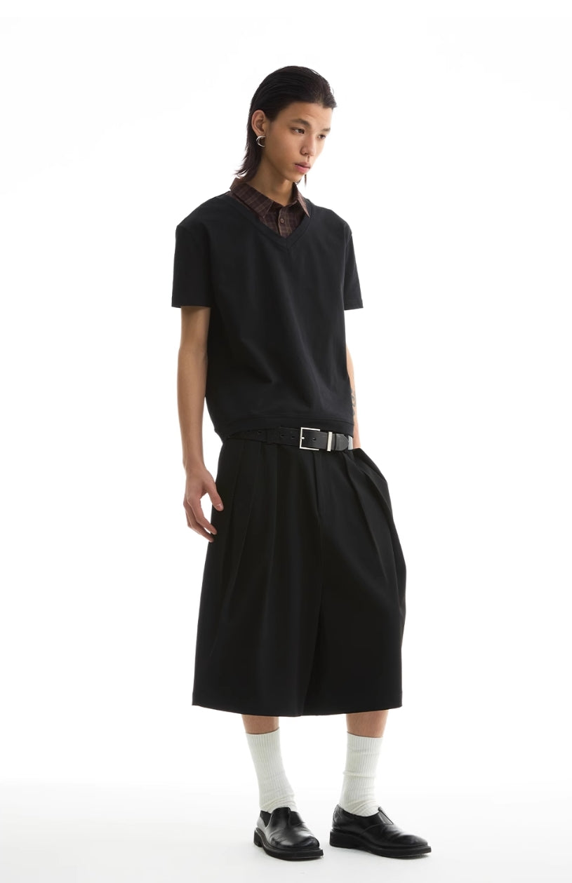 DOUBLE PANEL PLEATED SHORTS