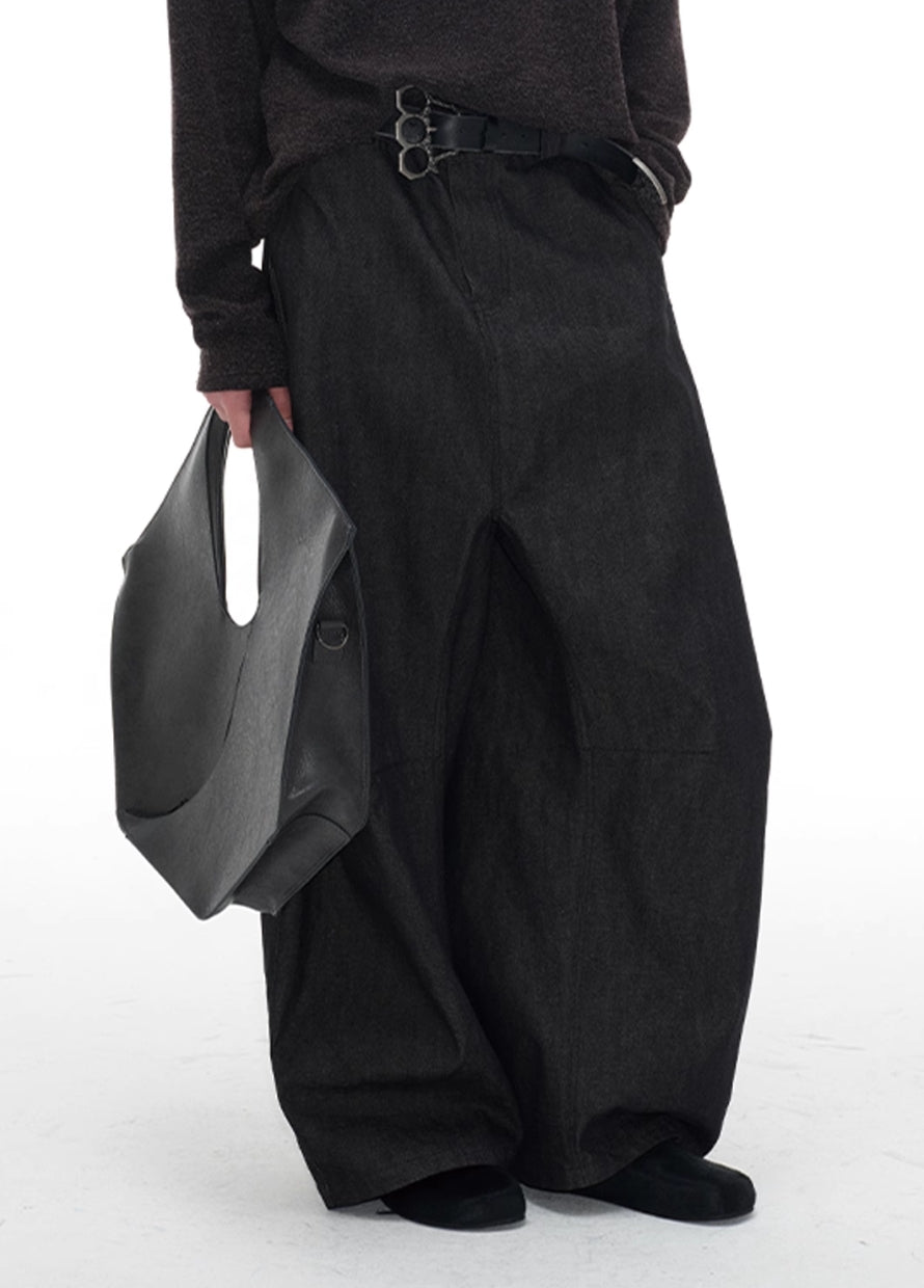 LOW CROTCH STRUCTURAL WIDE PANTS