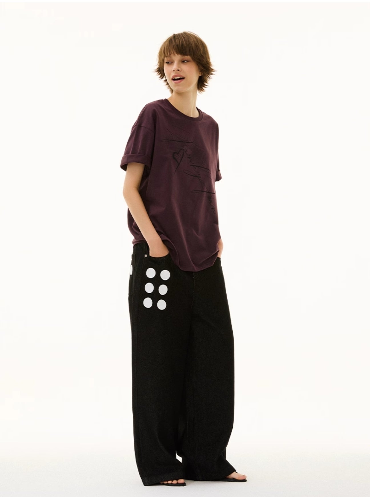 LOOSE DOT PRINT JEANS