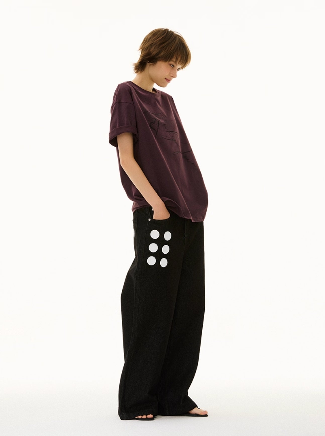 LOOSE DOT PRINT JEANS