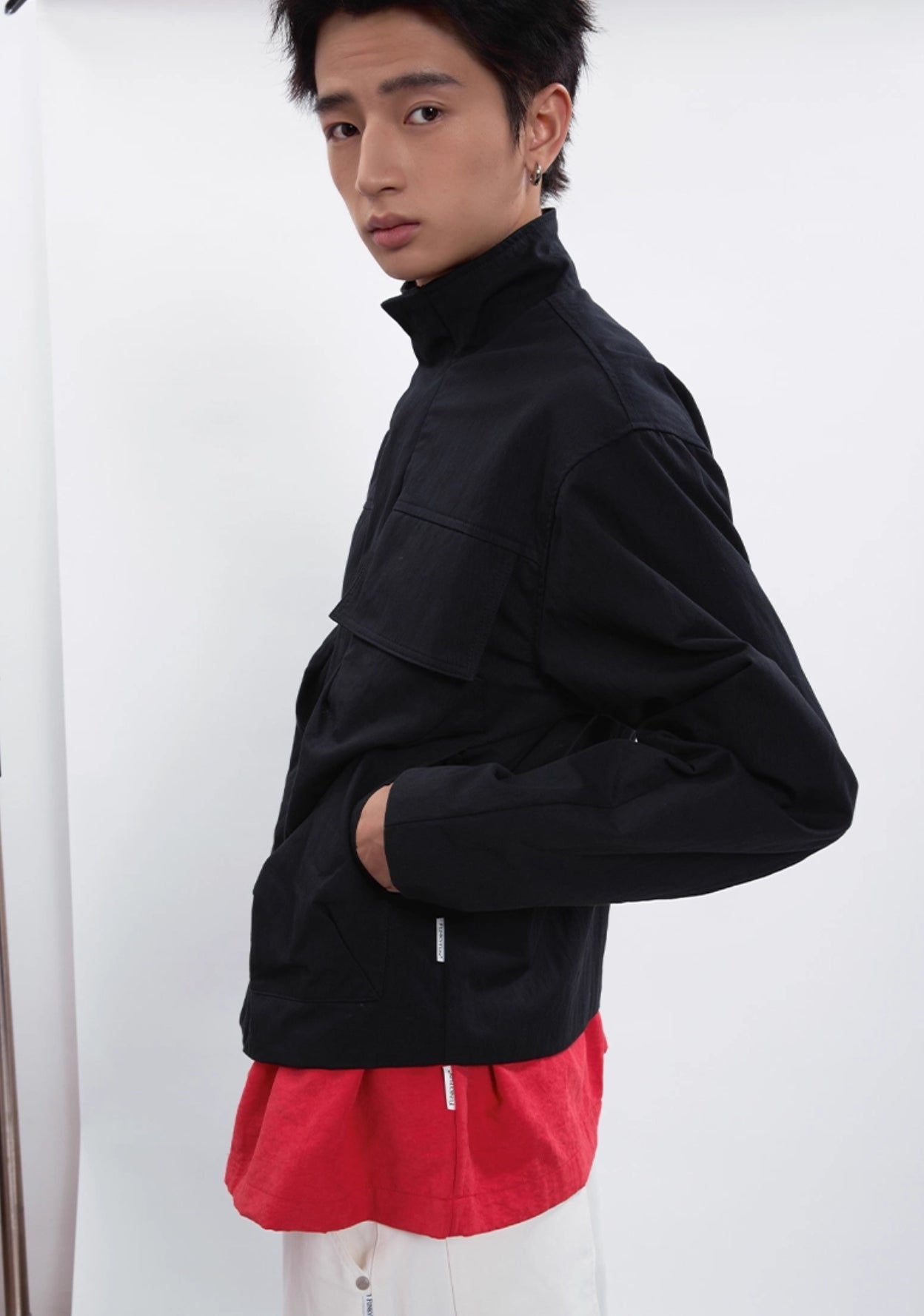 TWILL ZIP STAND COLLAR JACKET