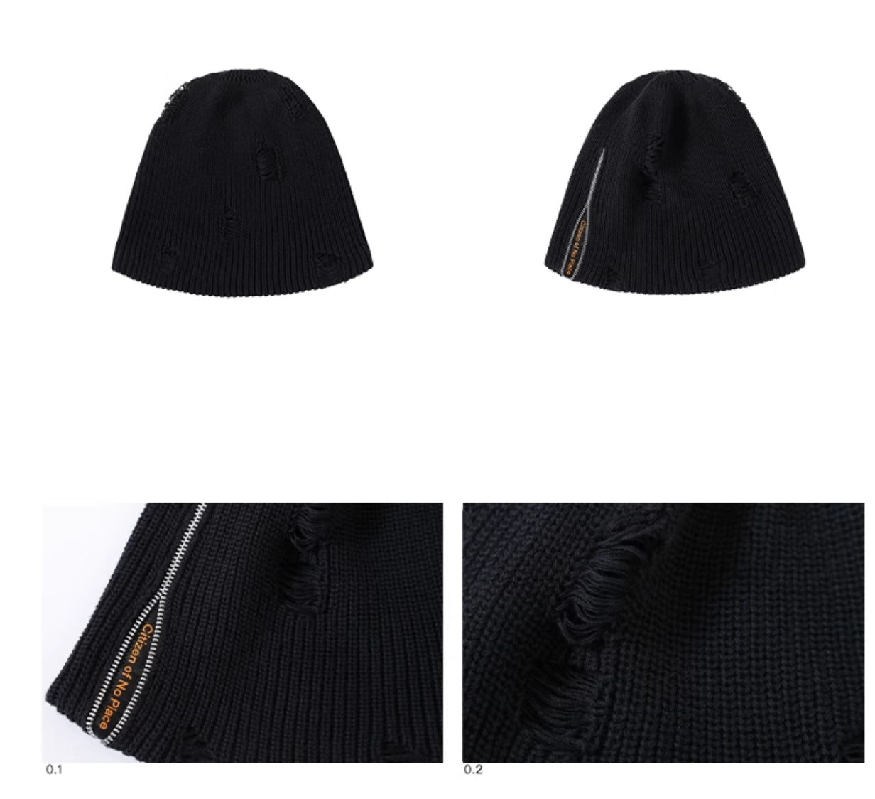 ZIP SLIT KNIT BEANIE