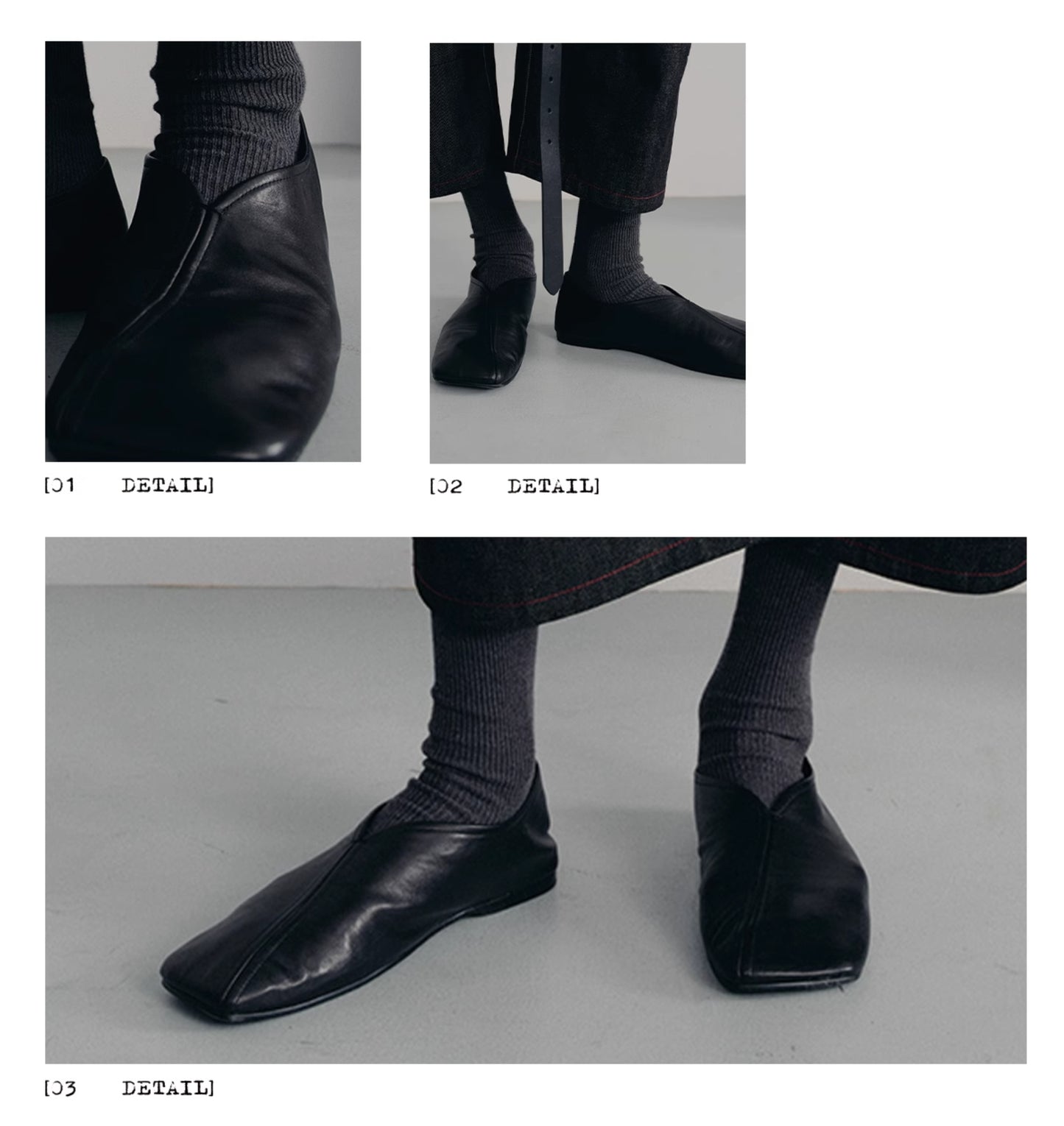 OBLIQUE TOE LEATHER MONK SHOES