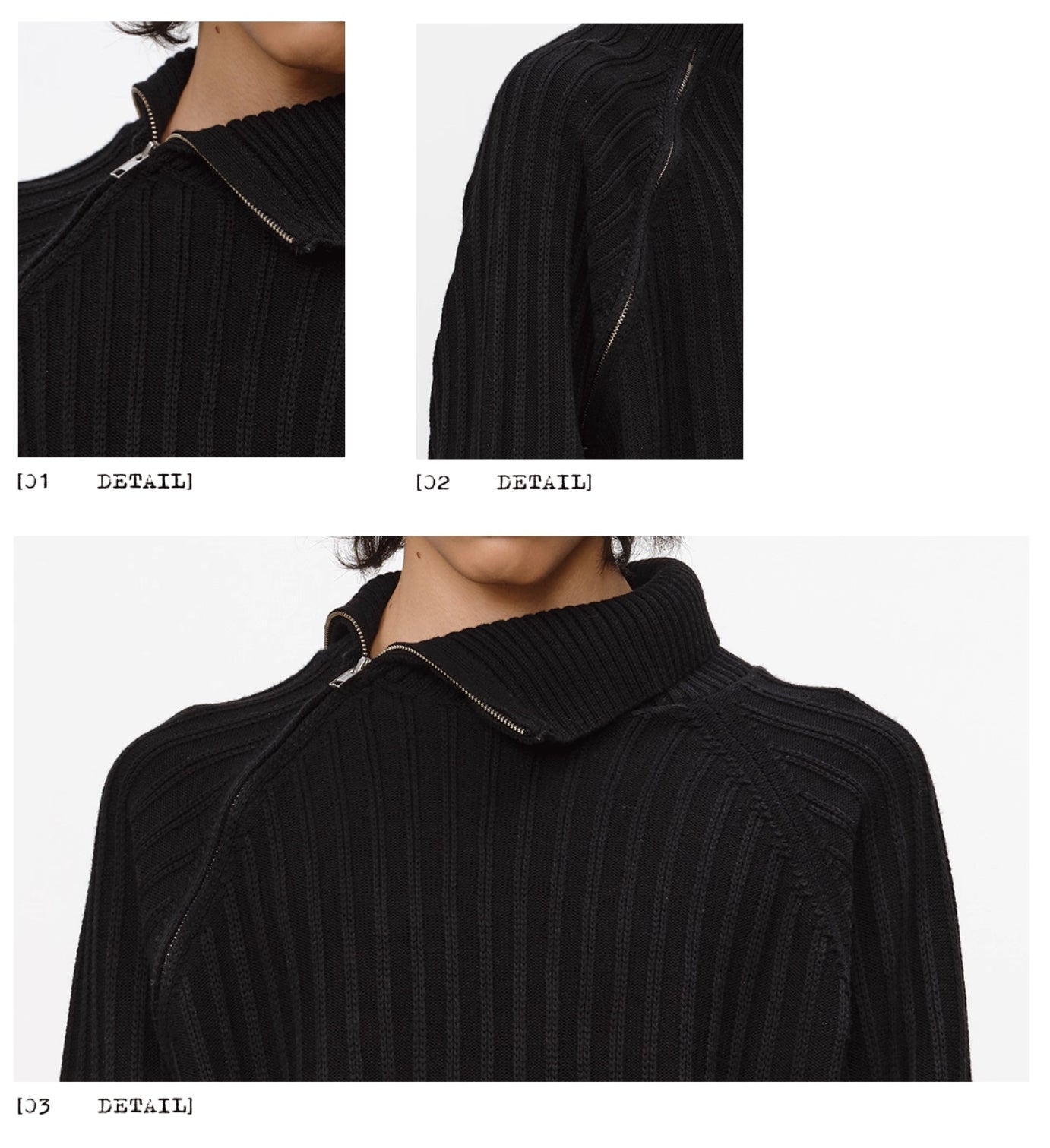 OBLIQUE ZIP TURTLENECK SWEATER
