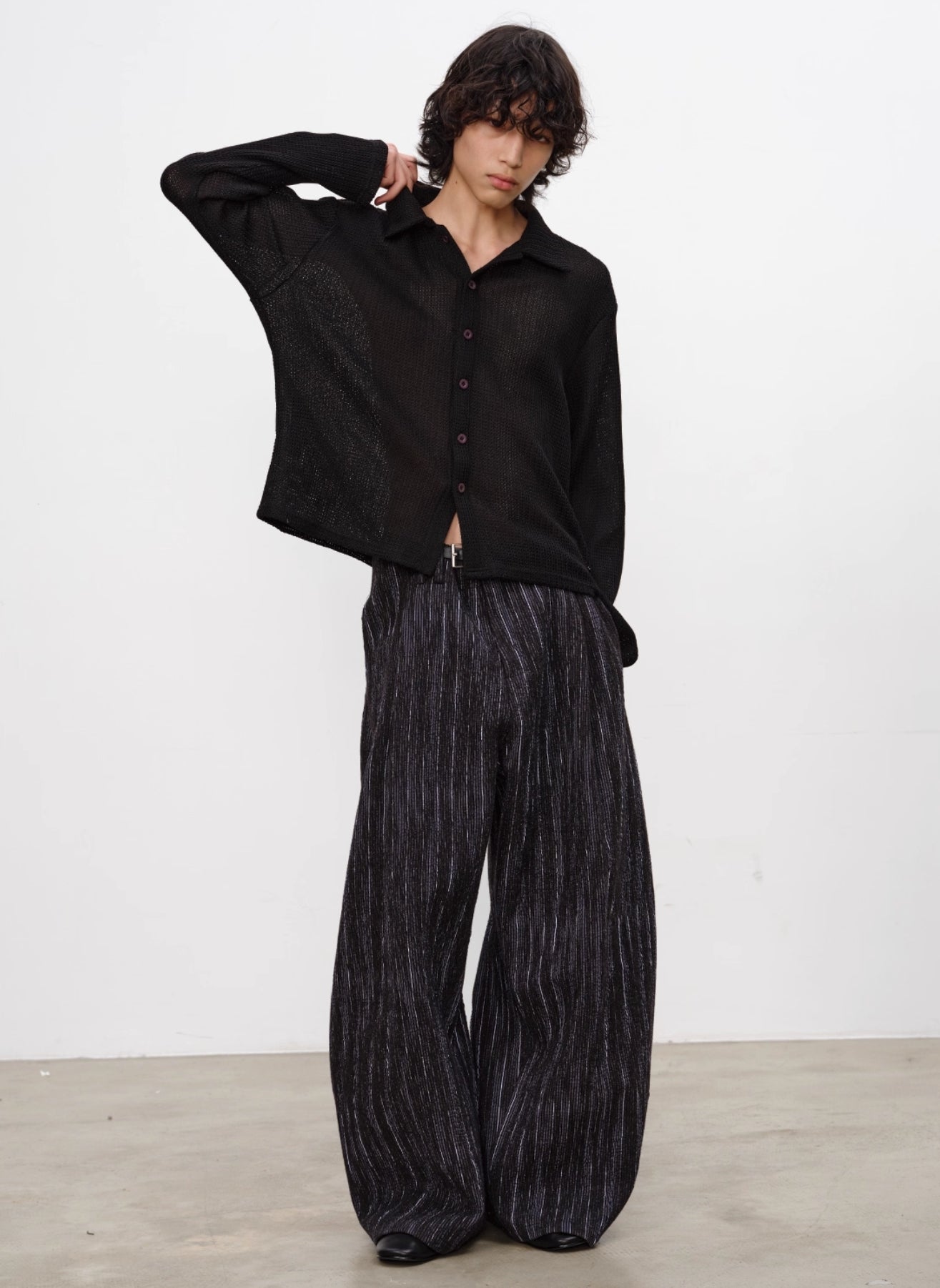 HEAVY JACQUARD WIDE TROUSERS
