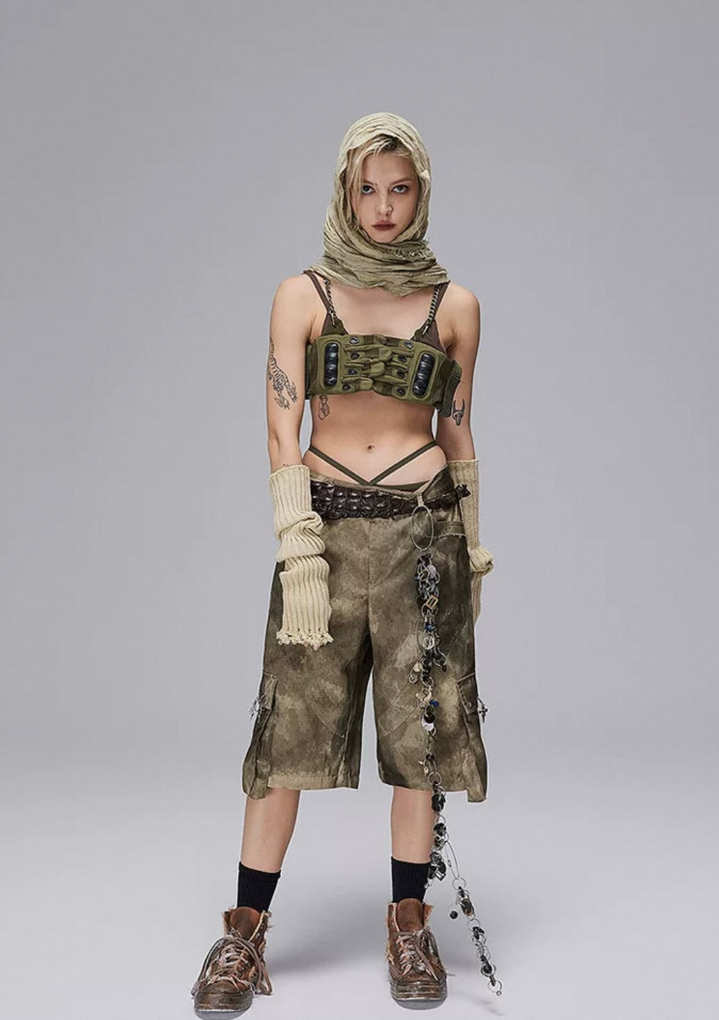 CAMO DETACHABLE ZIPPER WOVEN TROUSERS