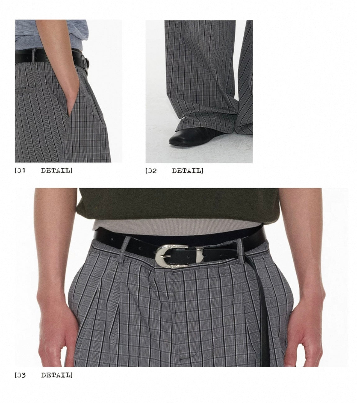 STRAIGHT WIDE LEG PLAID PANTS