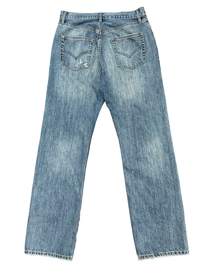 SLASHED DETAIL LOOSE STRAIGHT JEANS