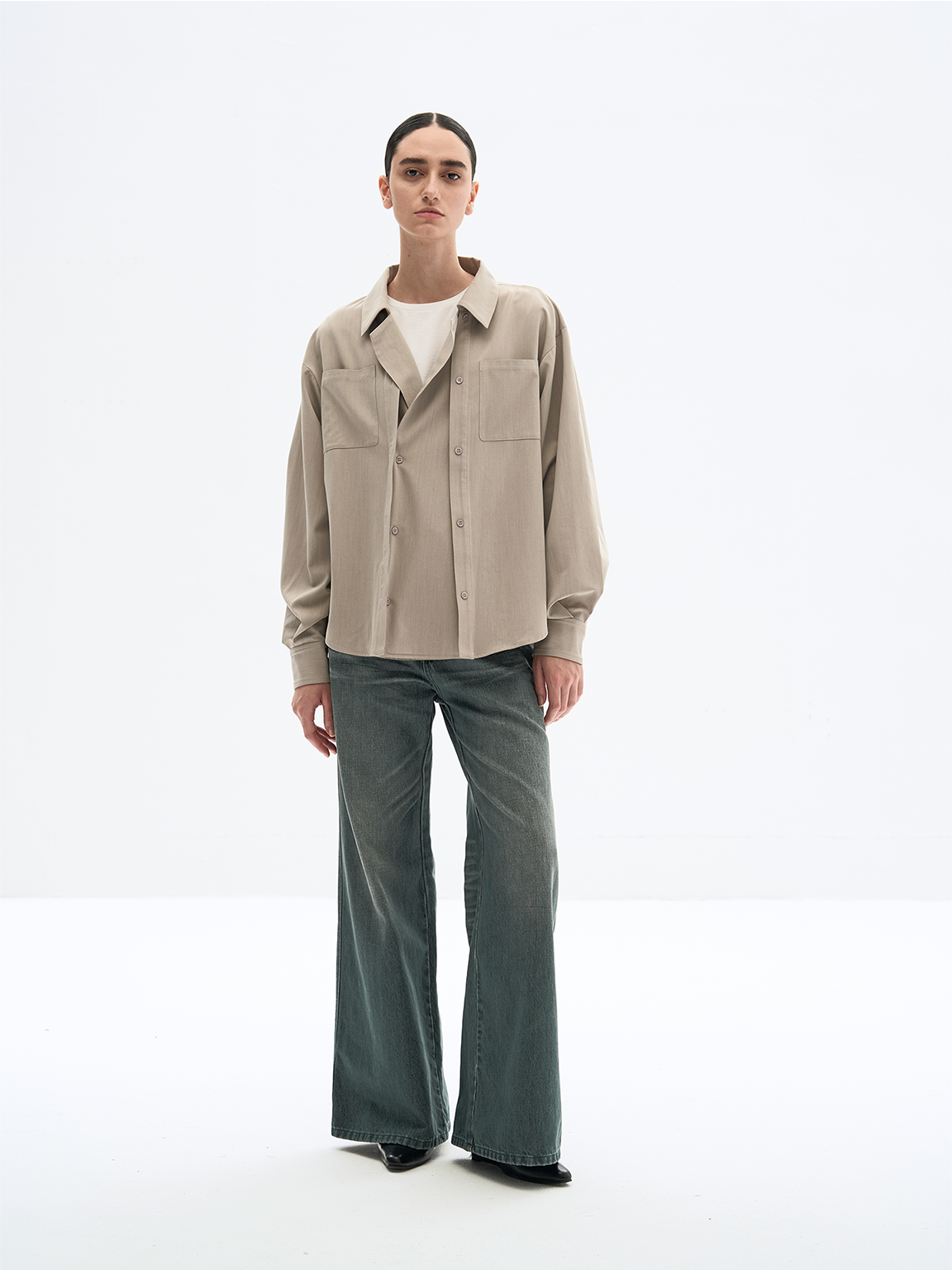 SANDY GREY FAUX TRENCH