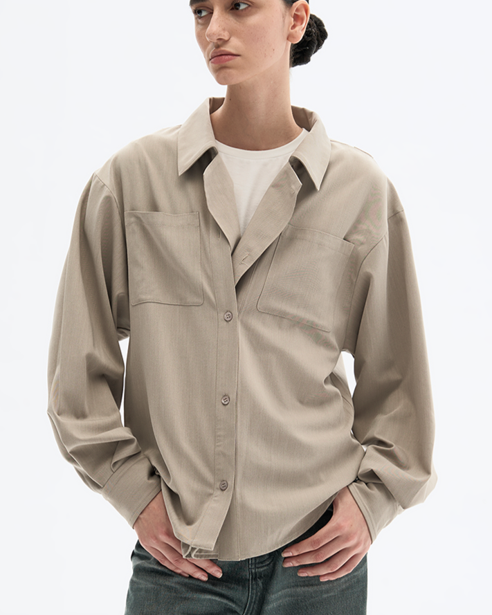 SANDY GREY FAUX TRENCH