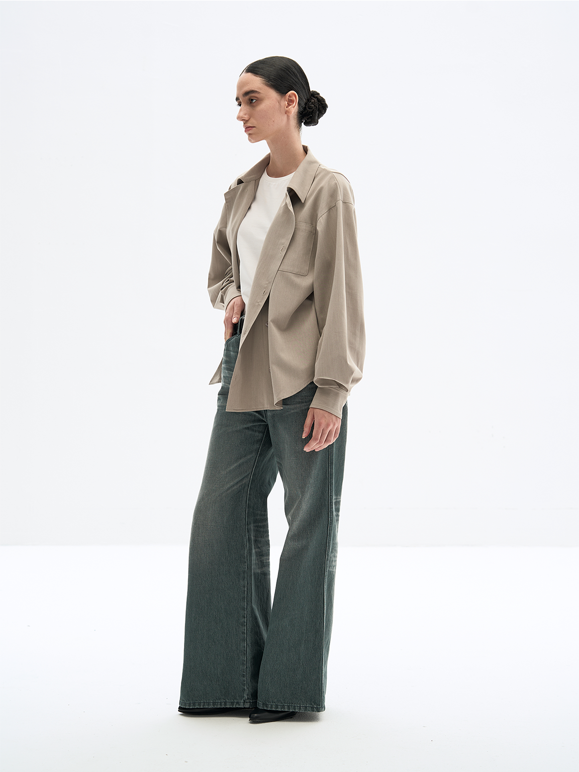 SANDY GREY FAUX TRENCH