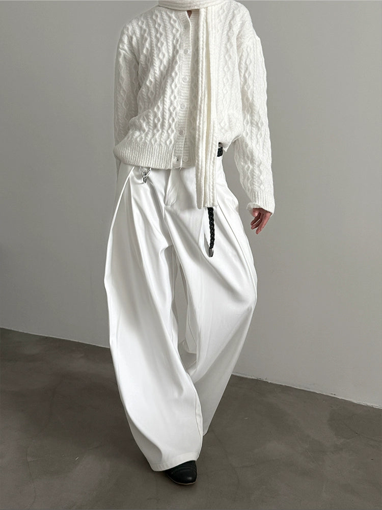 HEAVY-WEIGHT THREE-DIMENSIONAL PLEATED SLACKS