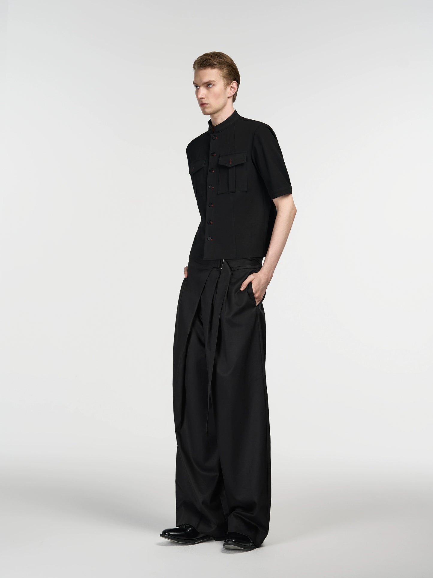 PLEATED FAUX SKIRT TROUSERS