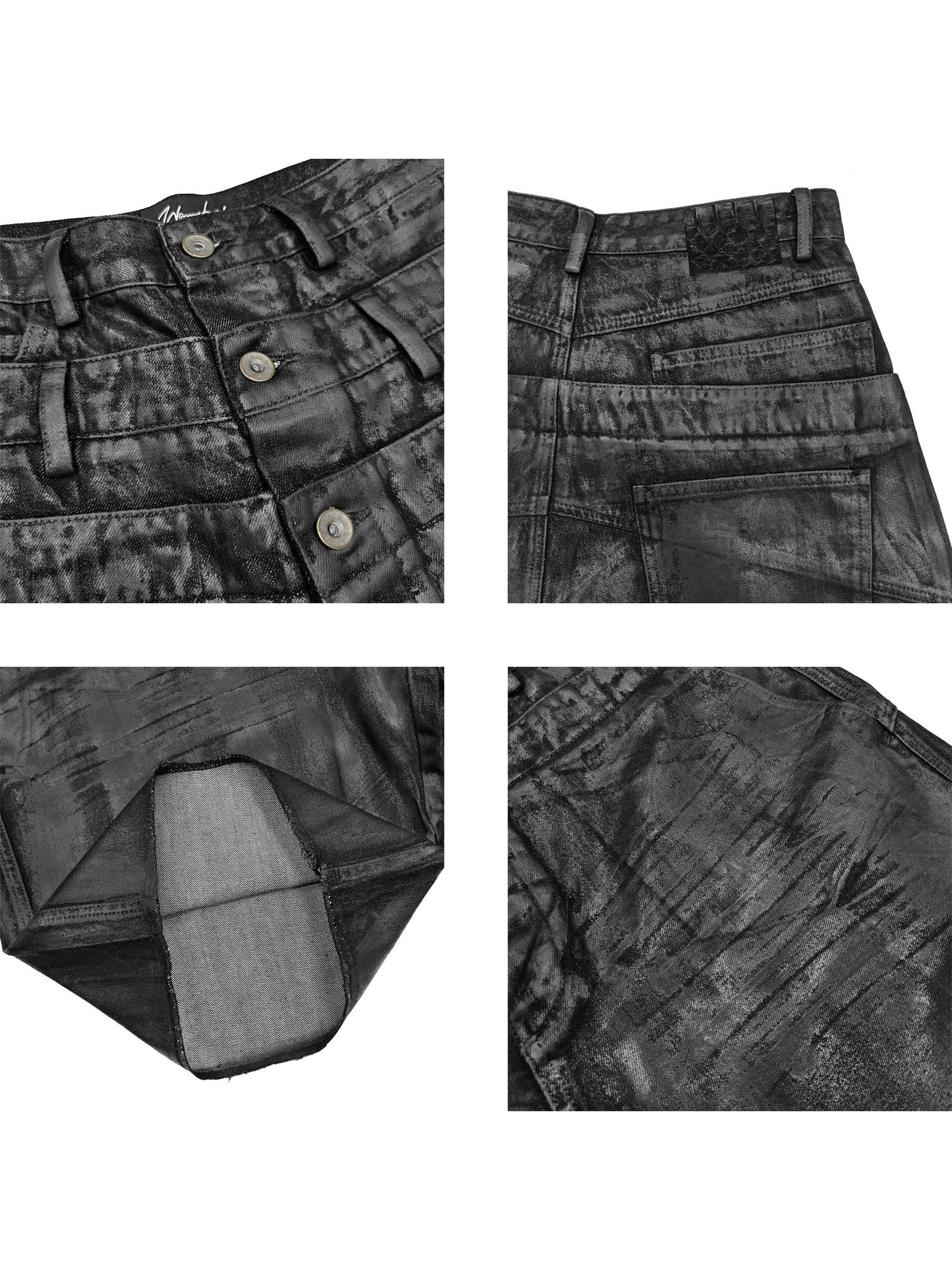 WAXED SNAKESKIN DENIM SHORTS