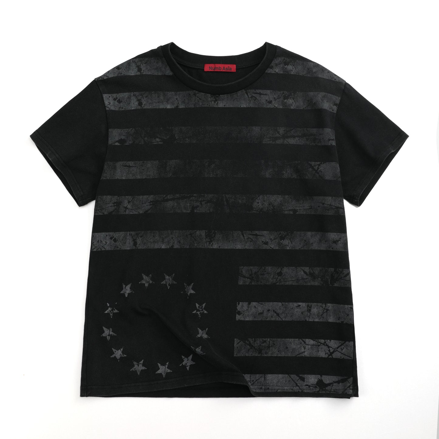 FRAYED STARS STRIPES WASHED TEE
