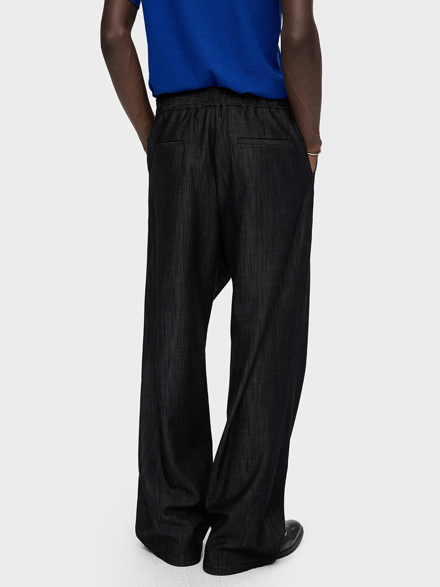 FAUX DENIM LAYERED TAILORED TROUSERS