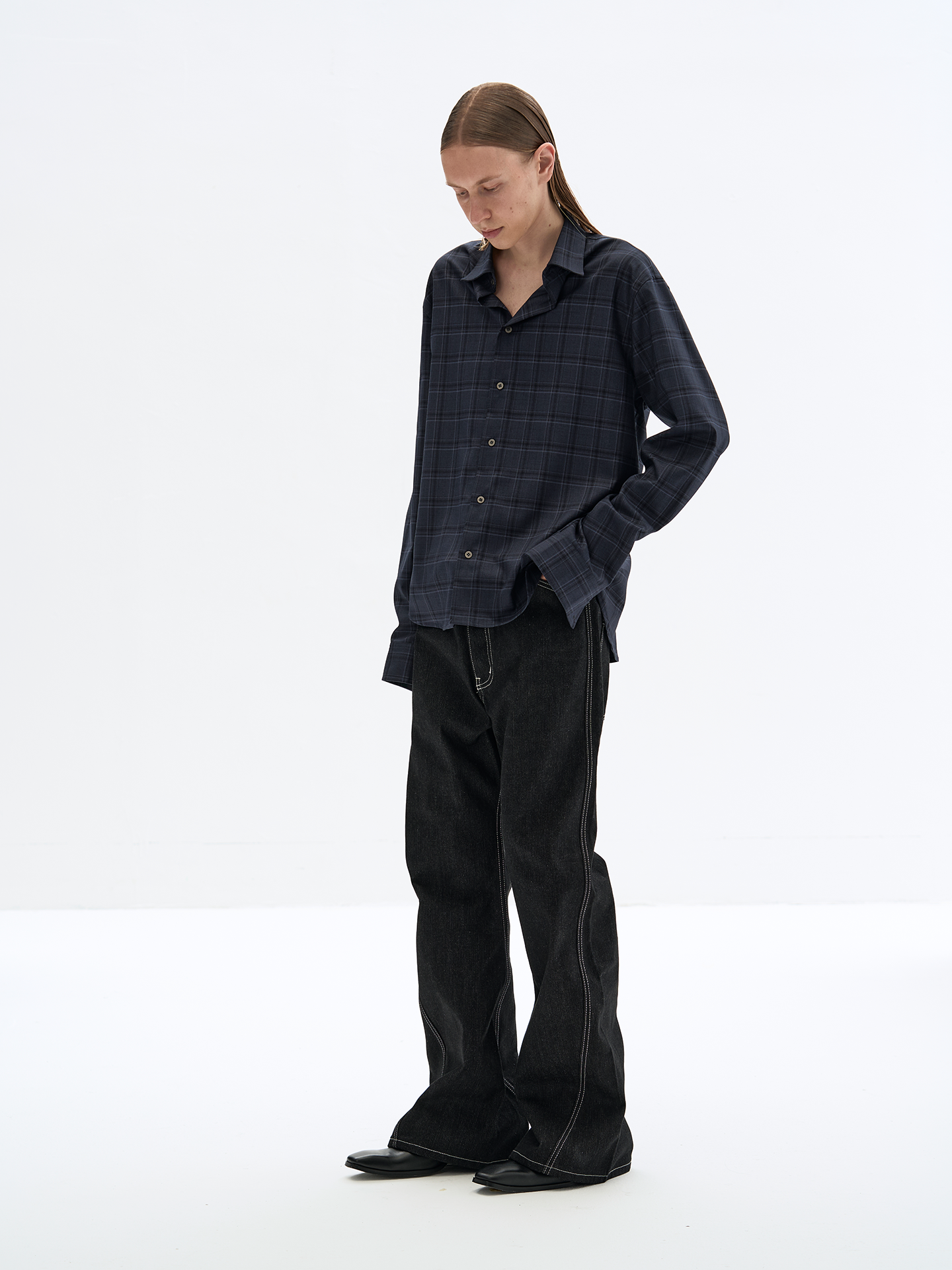 RUM BLUE PLAID BACK SHIRT