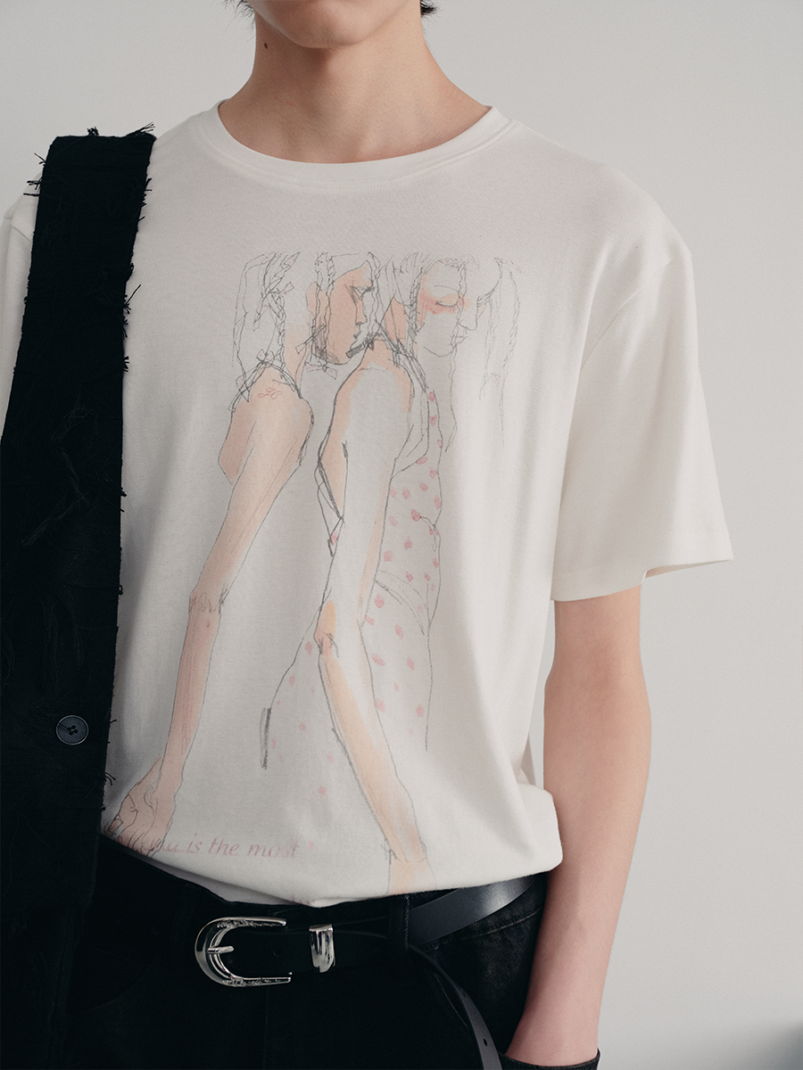 DOUBLE FLOWER PRINTED TEE