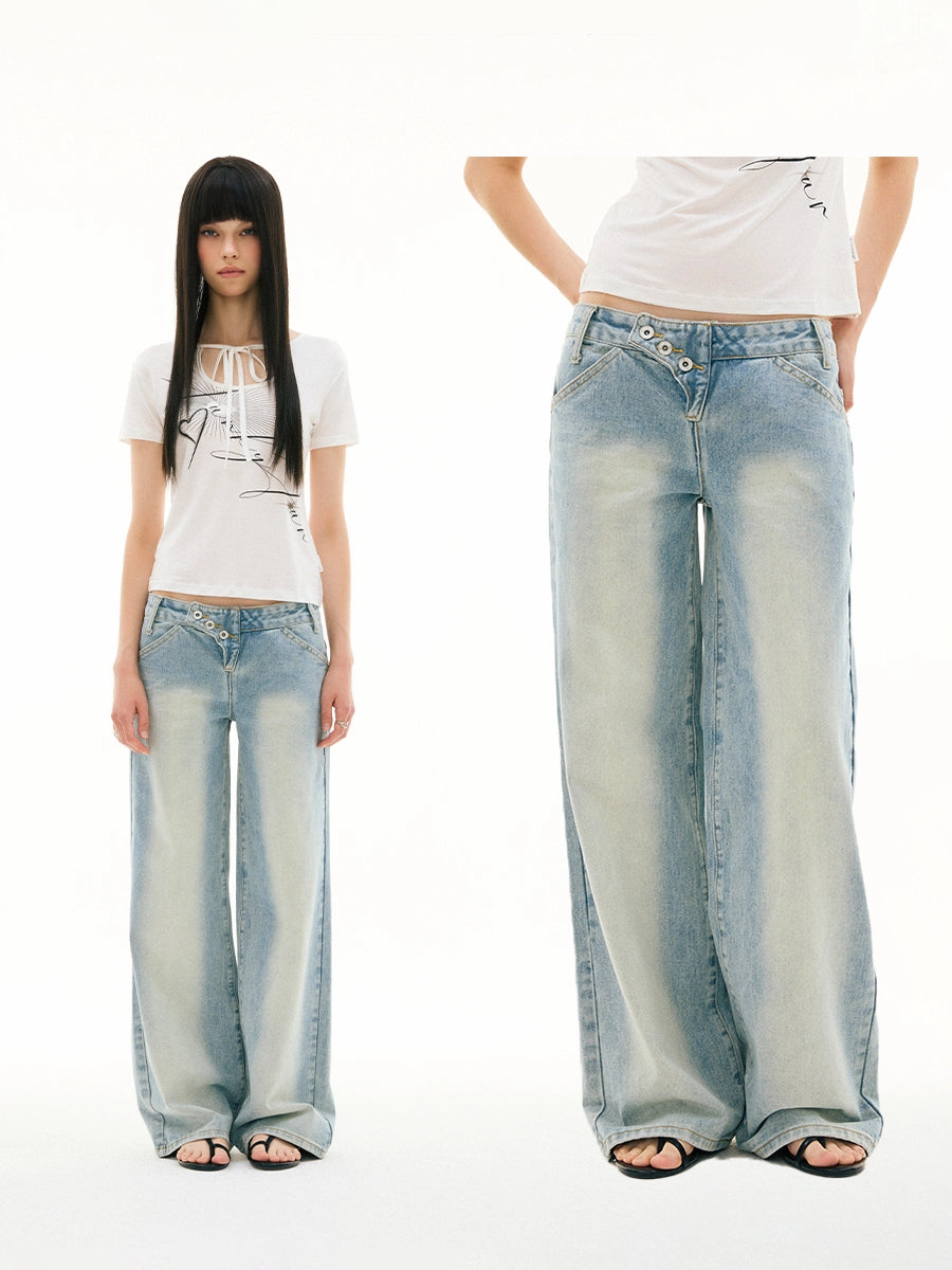 SLANT BREASTED LOW RISE JEANS