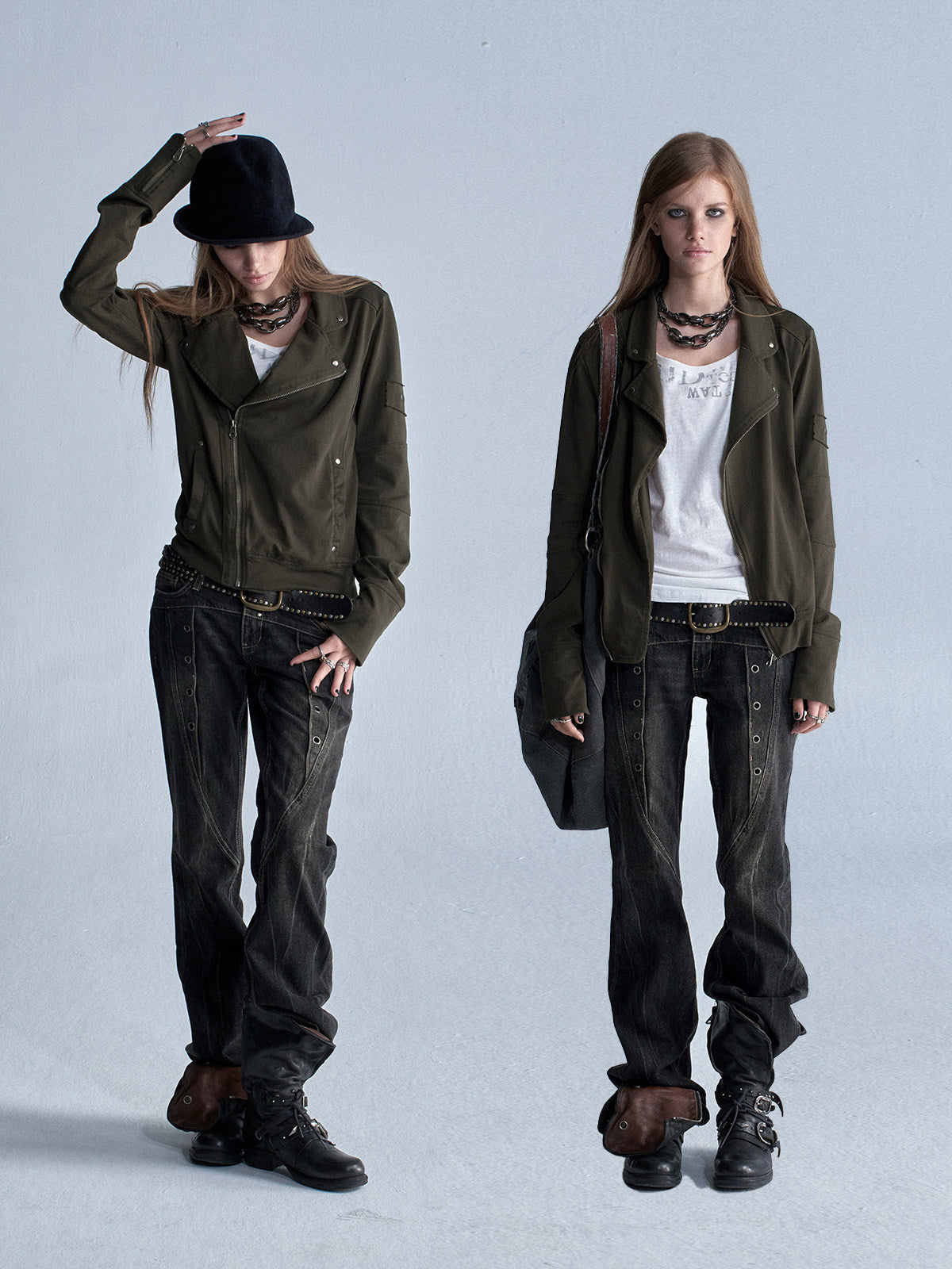 ASYMMETRIC LAPEL PUNK KNIT JACKET