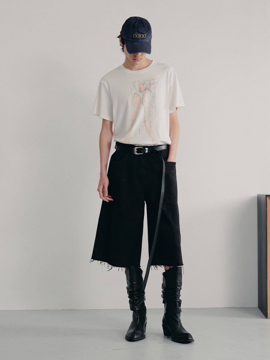 DOUBLE FLOWER PRINTED TEE