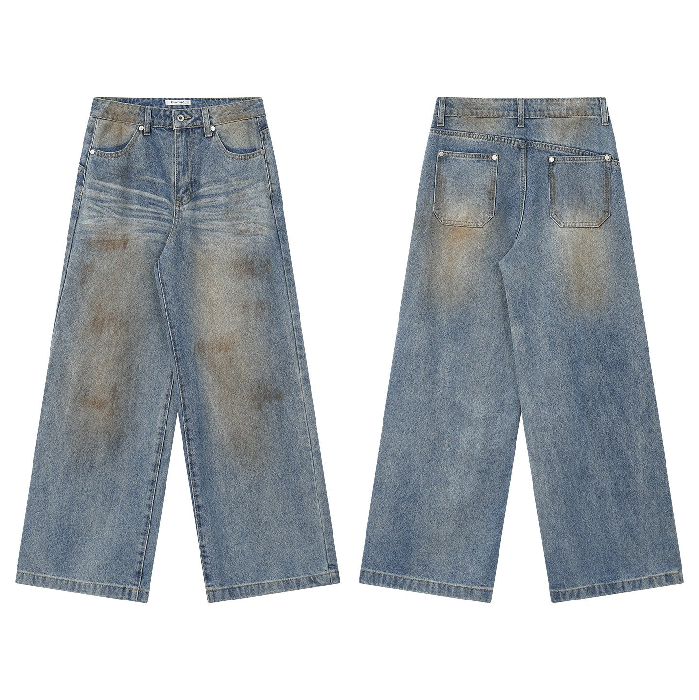 MID RISE CAT WHISKER FADED STRAIGHT LEG JEANS