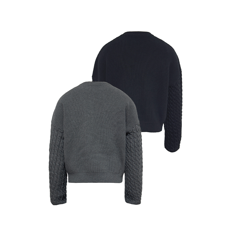 CABLE SLEEVE HEAVYWEIGHT COTTON SWEATER
