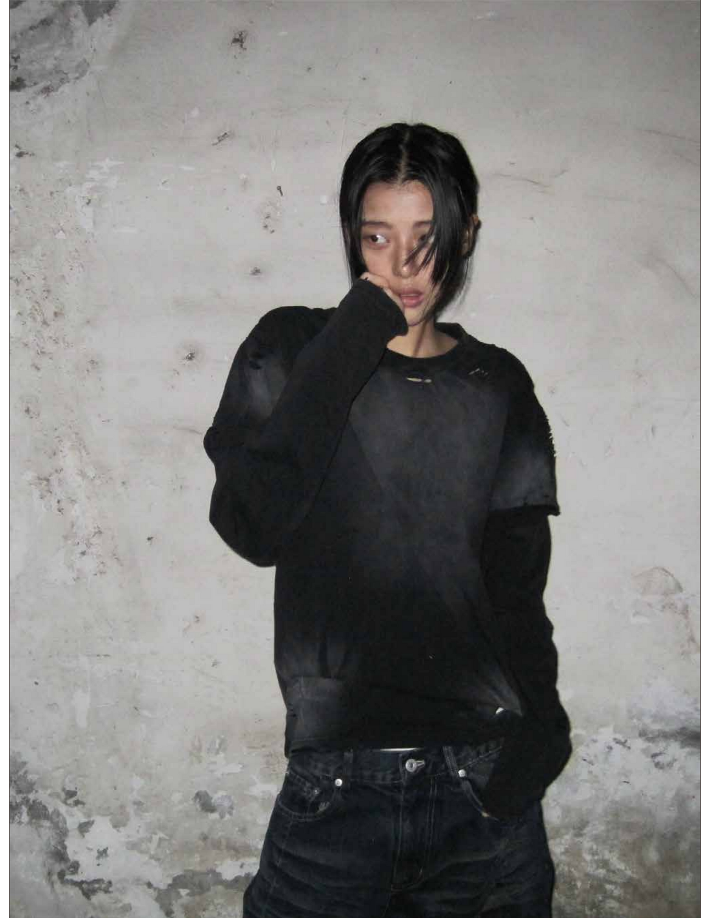 SPRAY WASH LAYERED LONG TEE