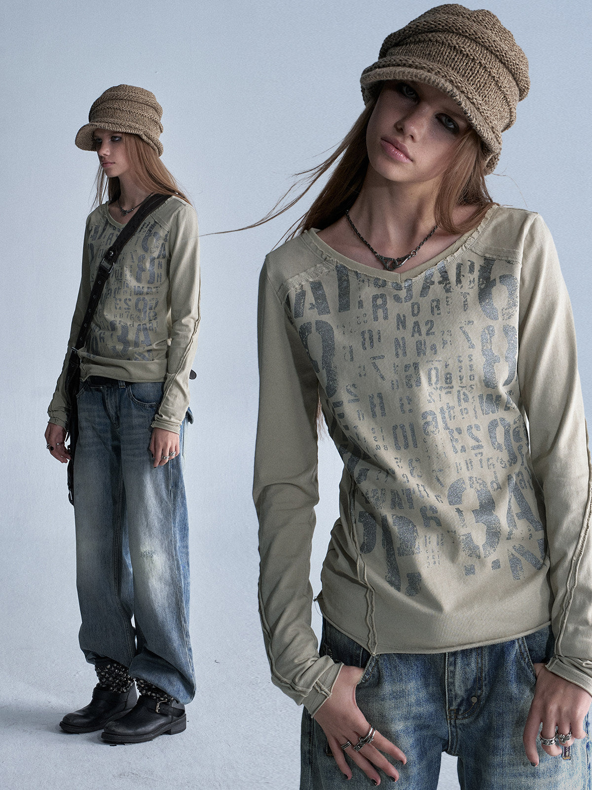 Y2K FRAYED GRAPHIC SLIM TOP