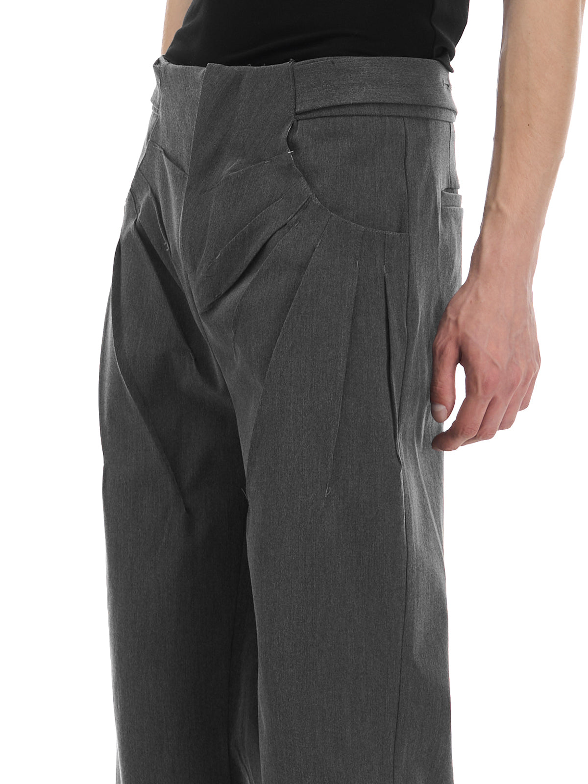 FIT SPLIT PLEAT WOOL TROUSERS